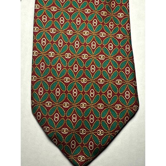 Vintage Classic Brooks Brothers Makers Tie 100% Silk Geometric Red Green Gold - Picture 1 of 3